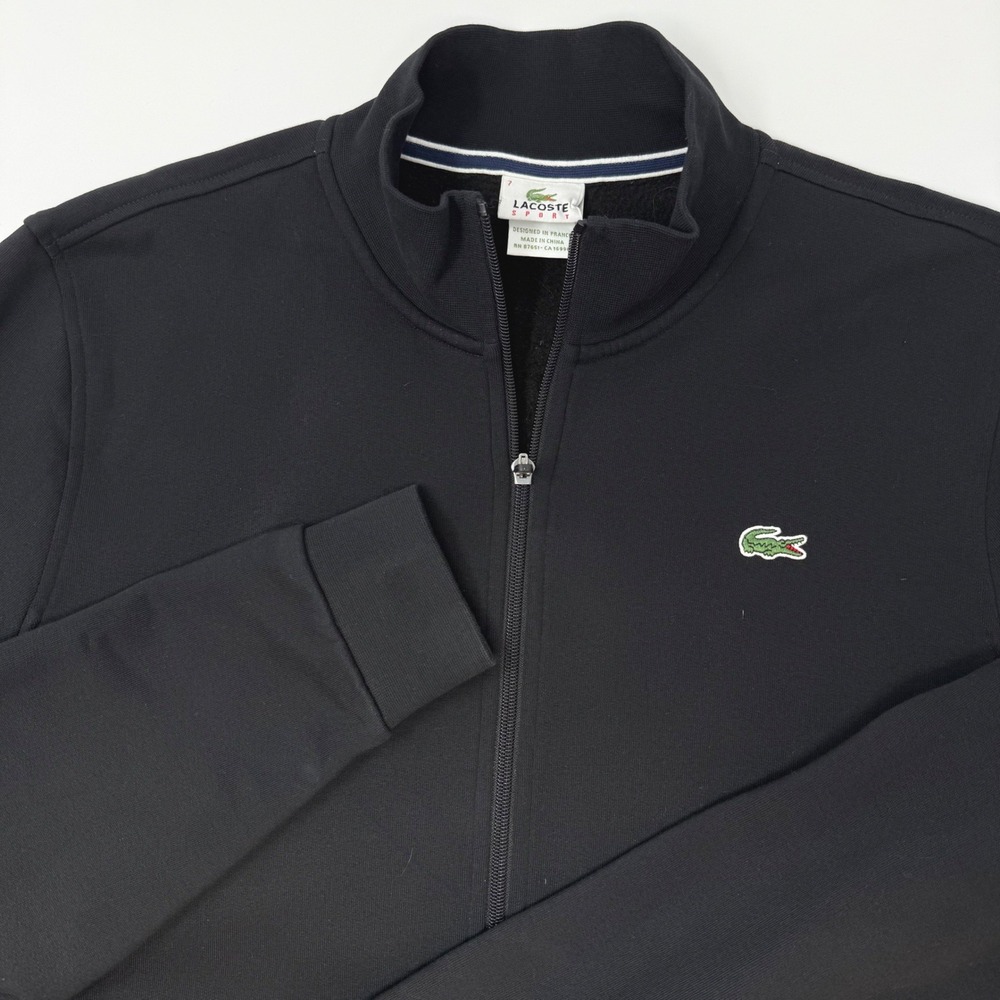 Lacoste Men’s Black Half-Zip Sweater with Signature Croc